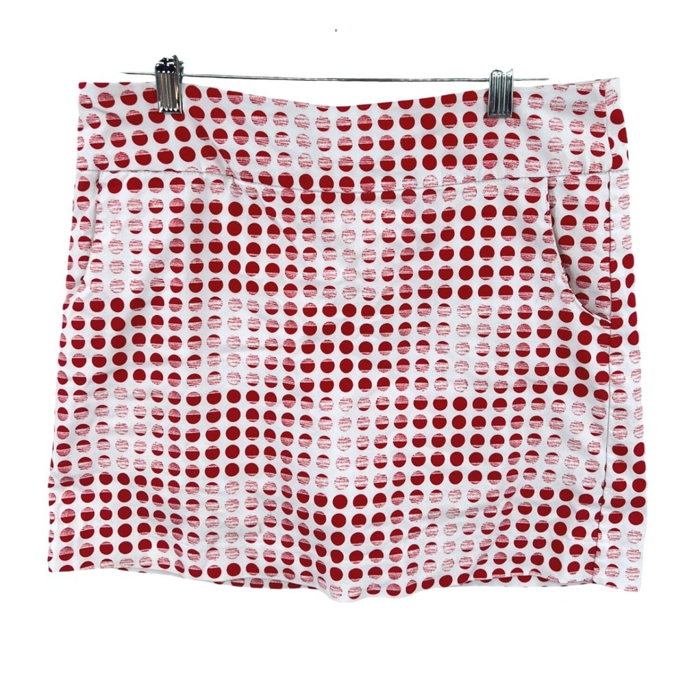 Zac & Rachel Polka Dot Golf Tennis Skort 10 Red‎ White Stretch Pockets Preppy